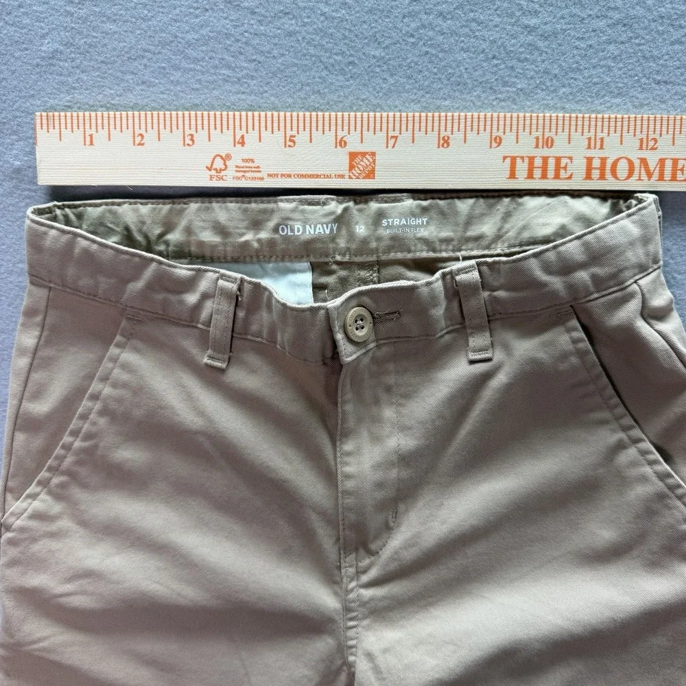 Old Navy Boys Straight Fit Chino Uniform Pants Beige Cotton Stretch Pockets